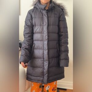 The North Face Gray Puffer Coat with Fur Hood